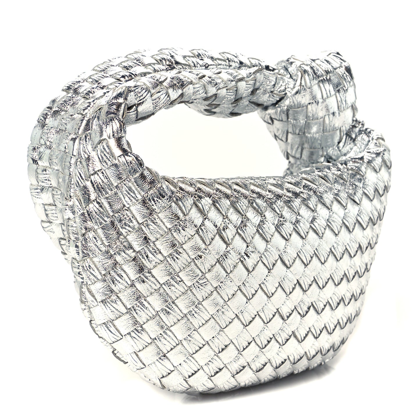 Metallic Nappa Intrecciato Mini Jodie Silver