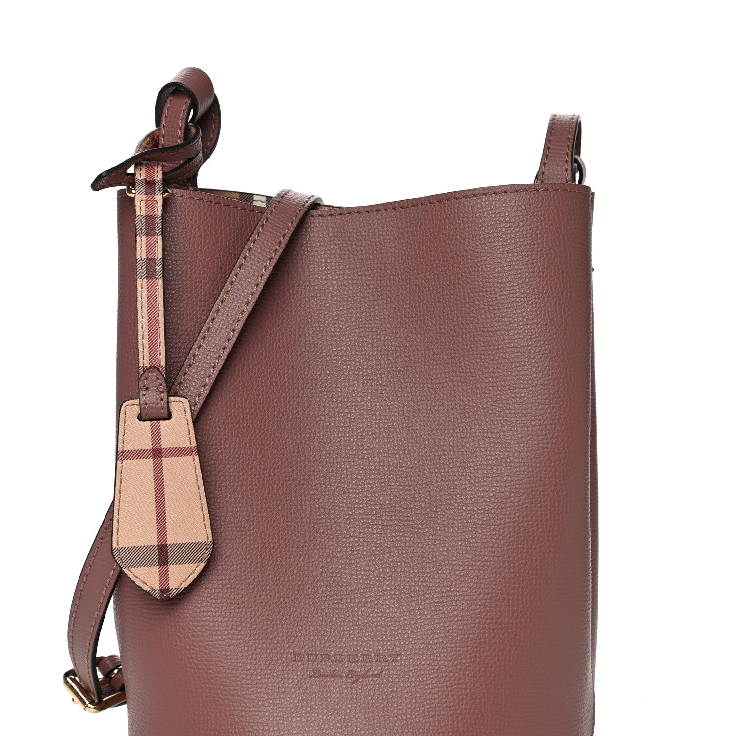 Burberry Calfskin Small Lorne Bucket Crossbody Light Elderberry 10 of 10