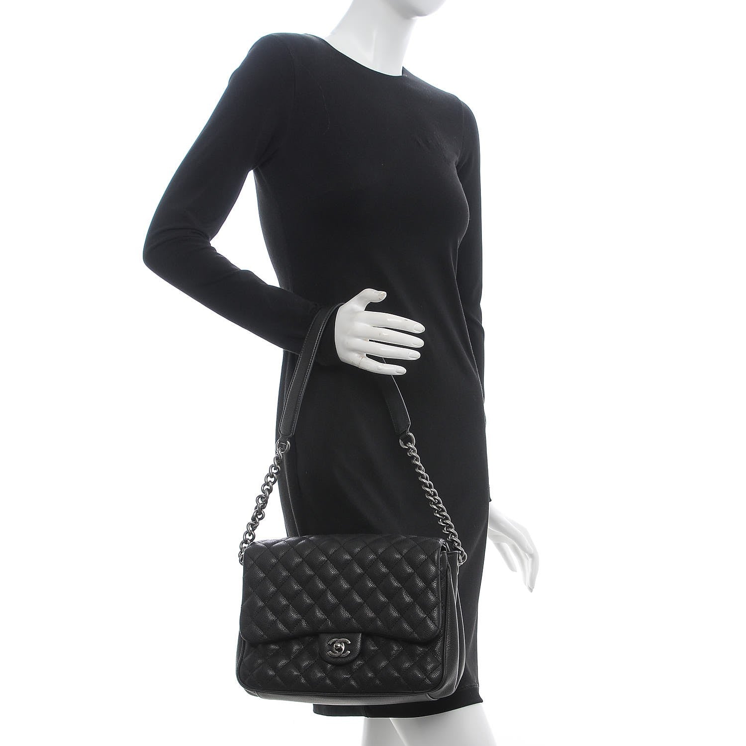 Chanel Caviar Quilted Medium Rock In Rome Single Flap Black 2 of 8