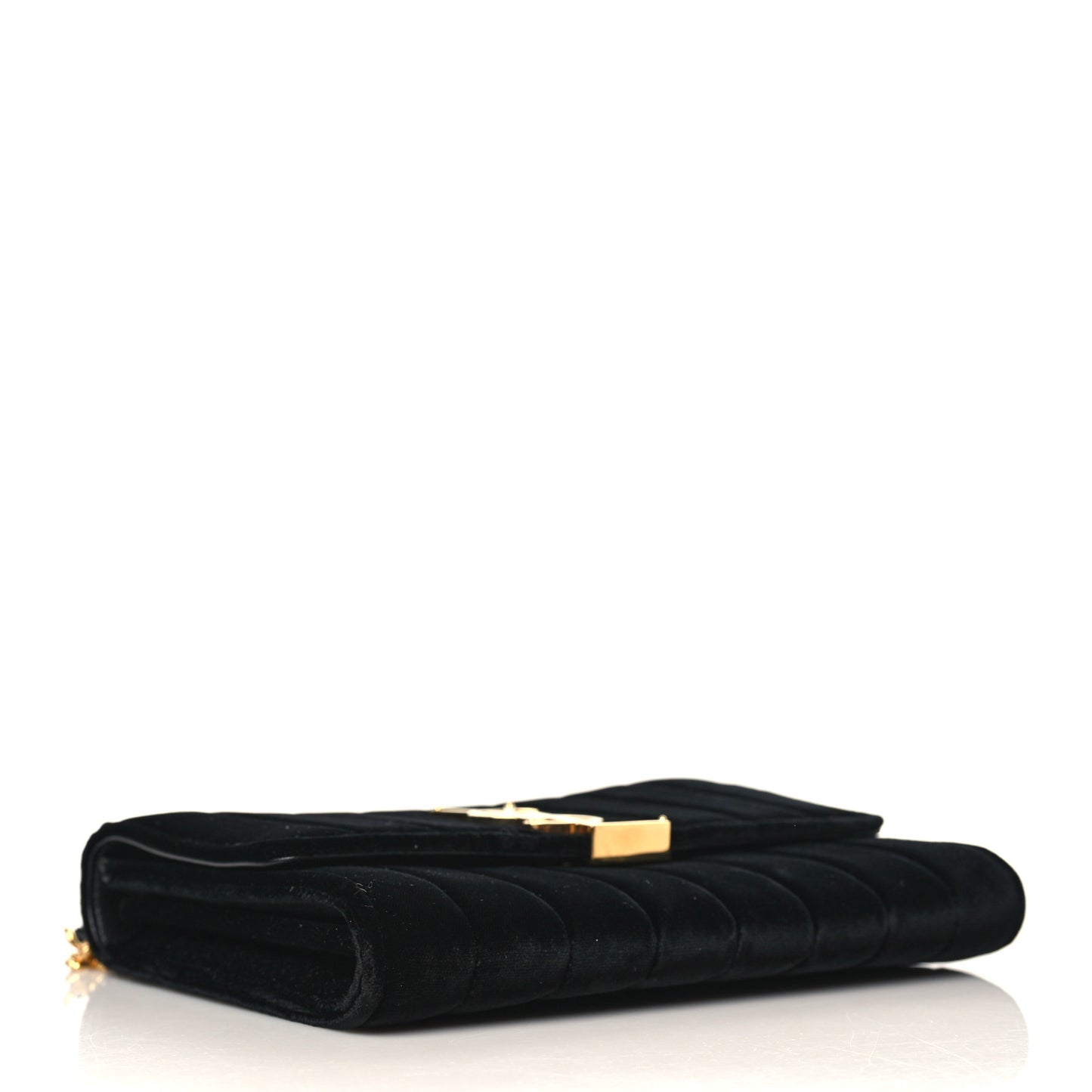 Velvet Matelasse Monogram Vicky Chain Wallet Black