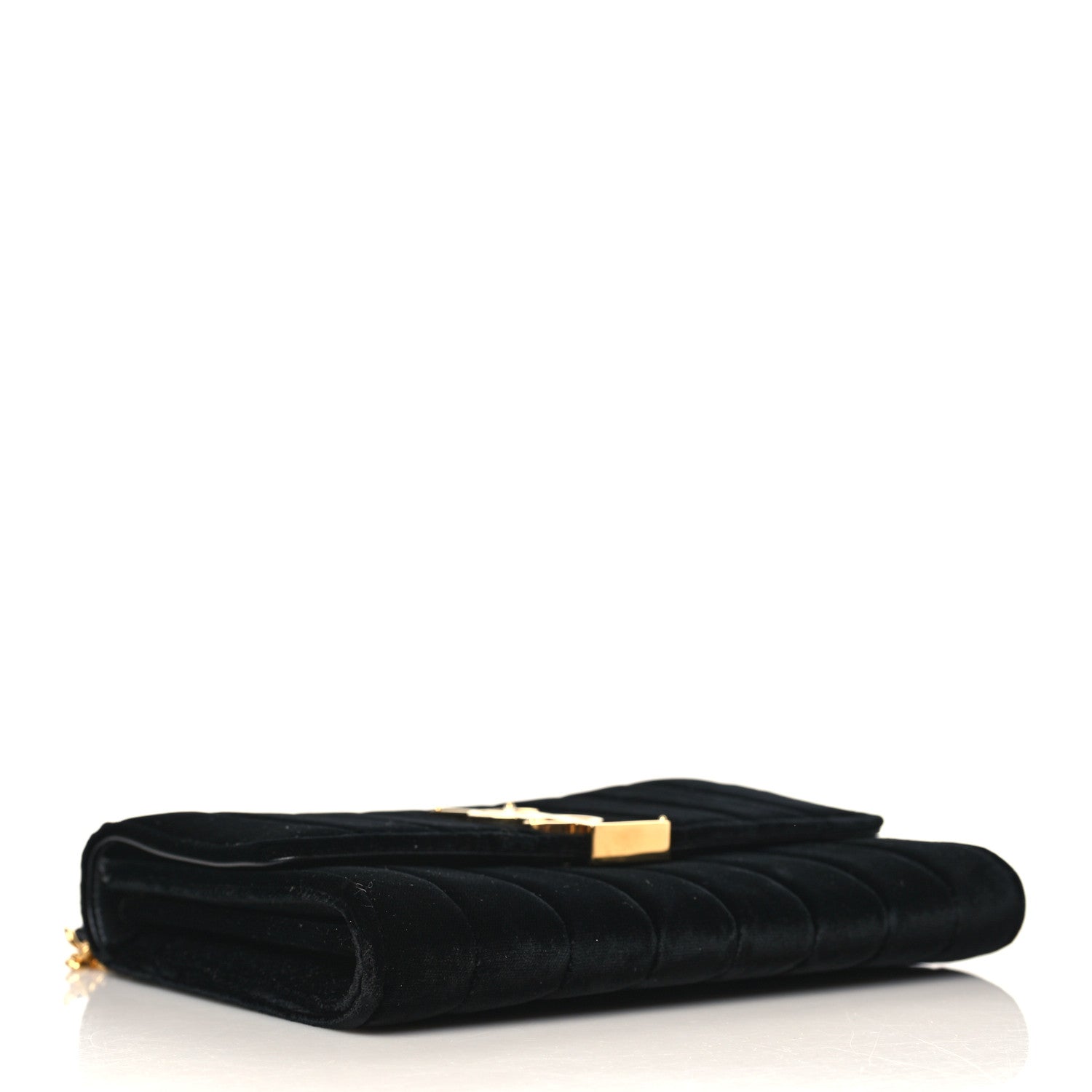 Saint Laurent Velvet Matelasse Monogram Vicky Chain Wallet Black 4 of 9