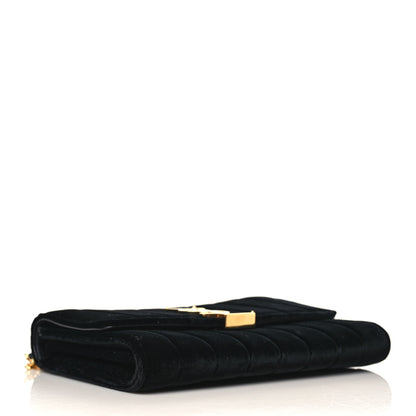 Saint Laurent Velvet Matelasse Monogram Vicky Chain Wallet Black 4 of 9