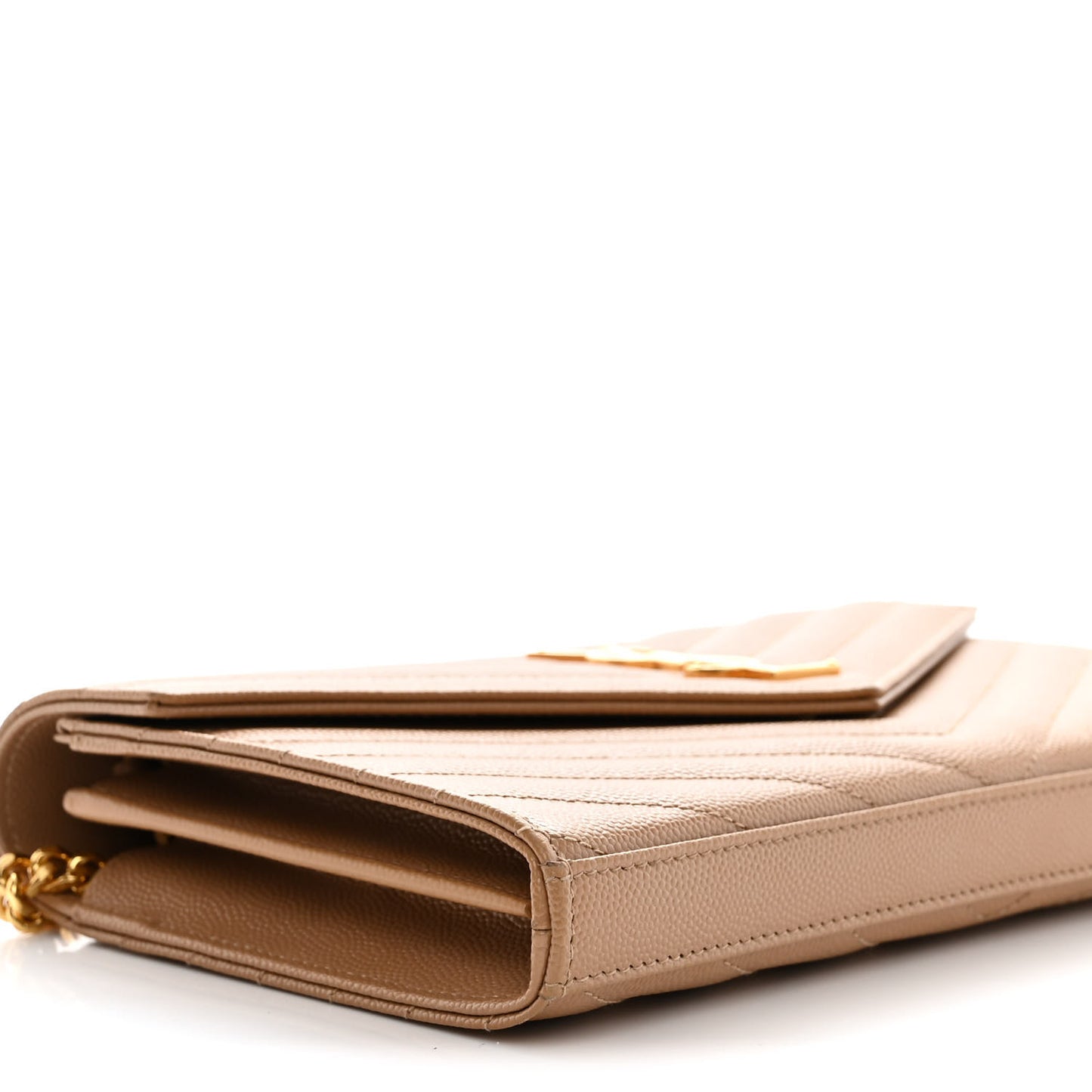 Grain De Poudre Matelasse Chevron Monogram Chain Wallet Dark Natural