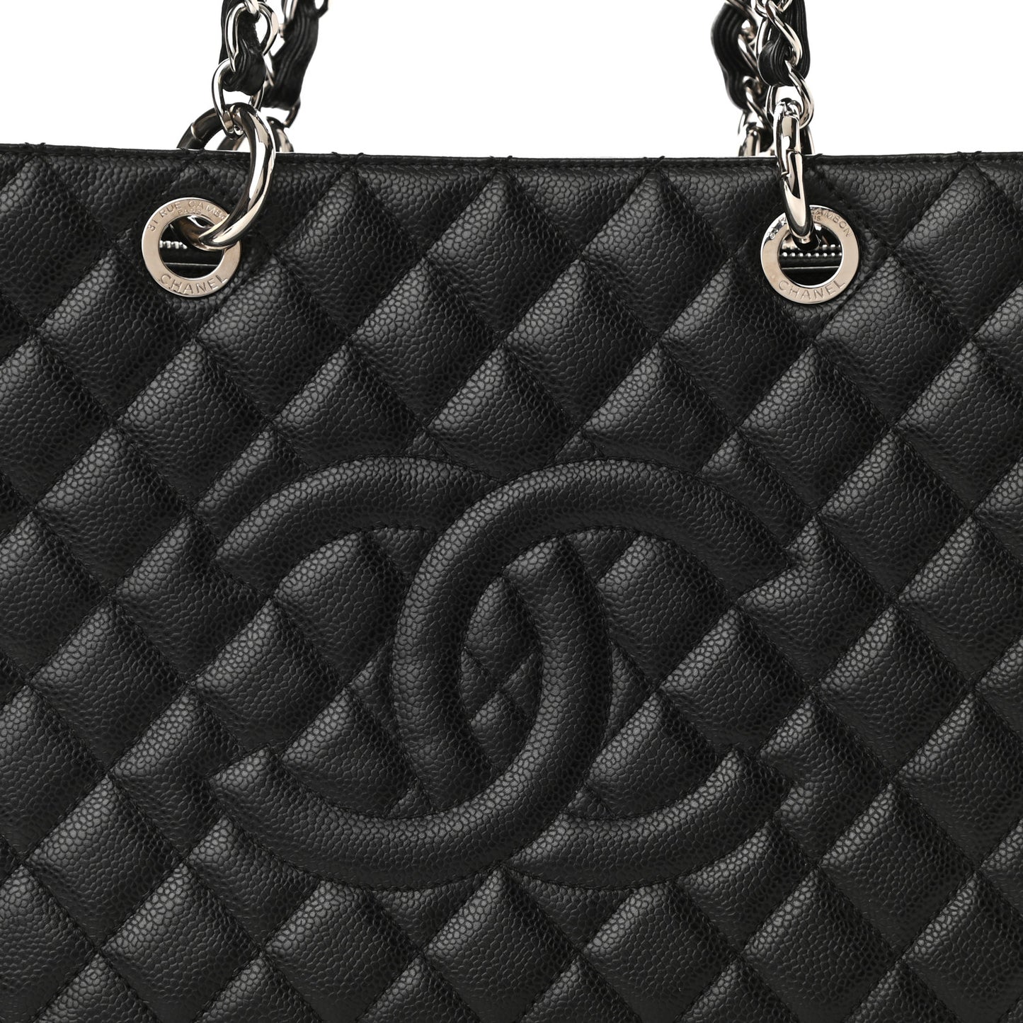 Caviar Quilted Grand Shopping Tote GST Black