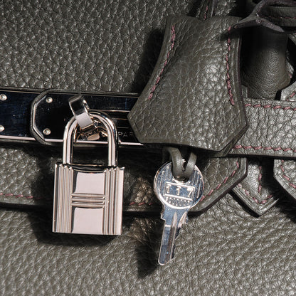 Hermes Taurillon Clemence Birkin 35 Vert de Gris 5 of 17