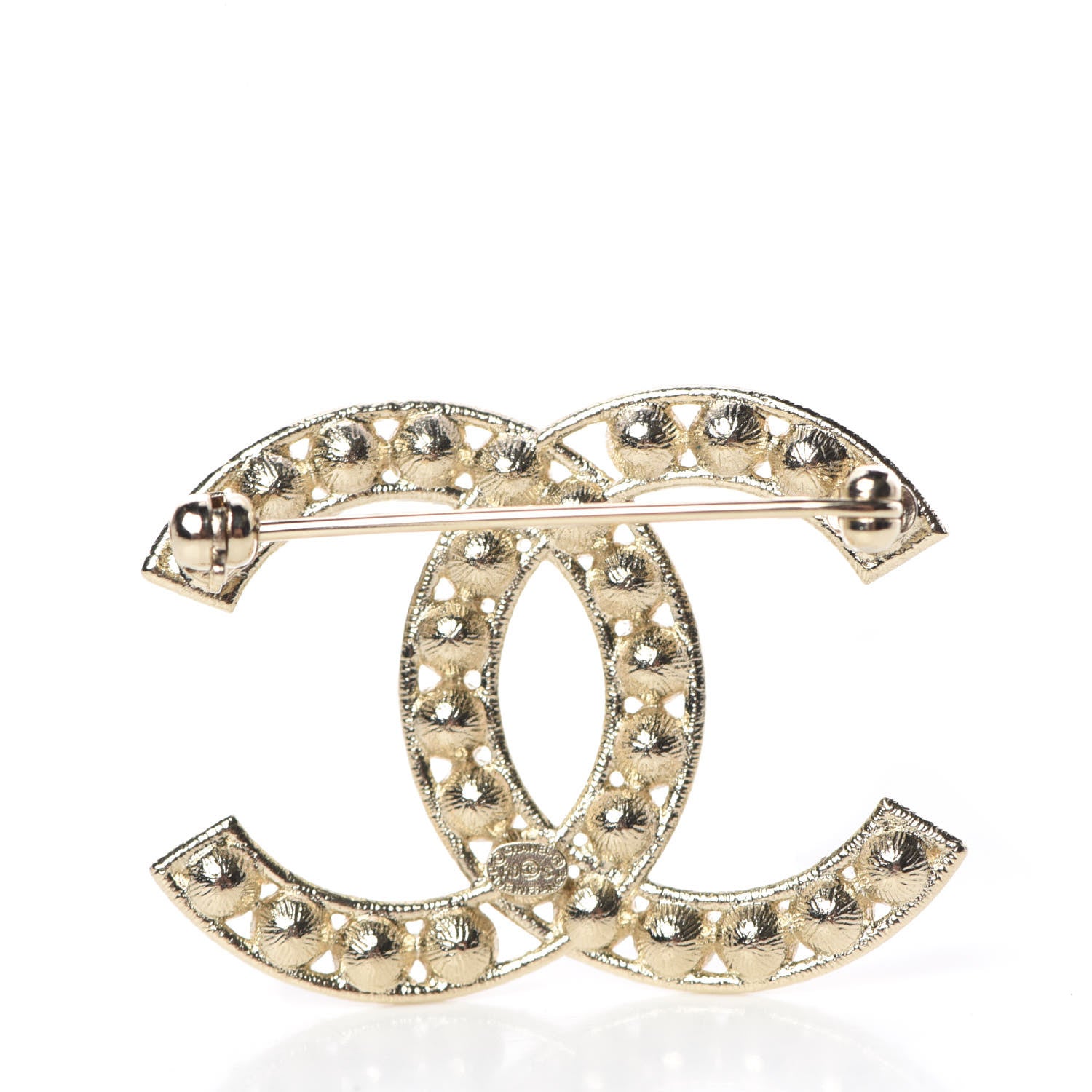 Chanel Crystal CC Brooch Light Gold 3 of 5