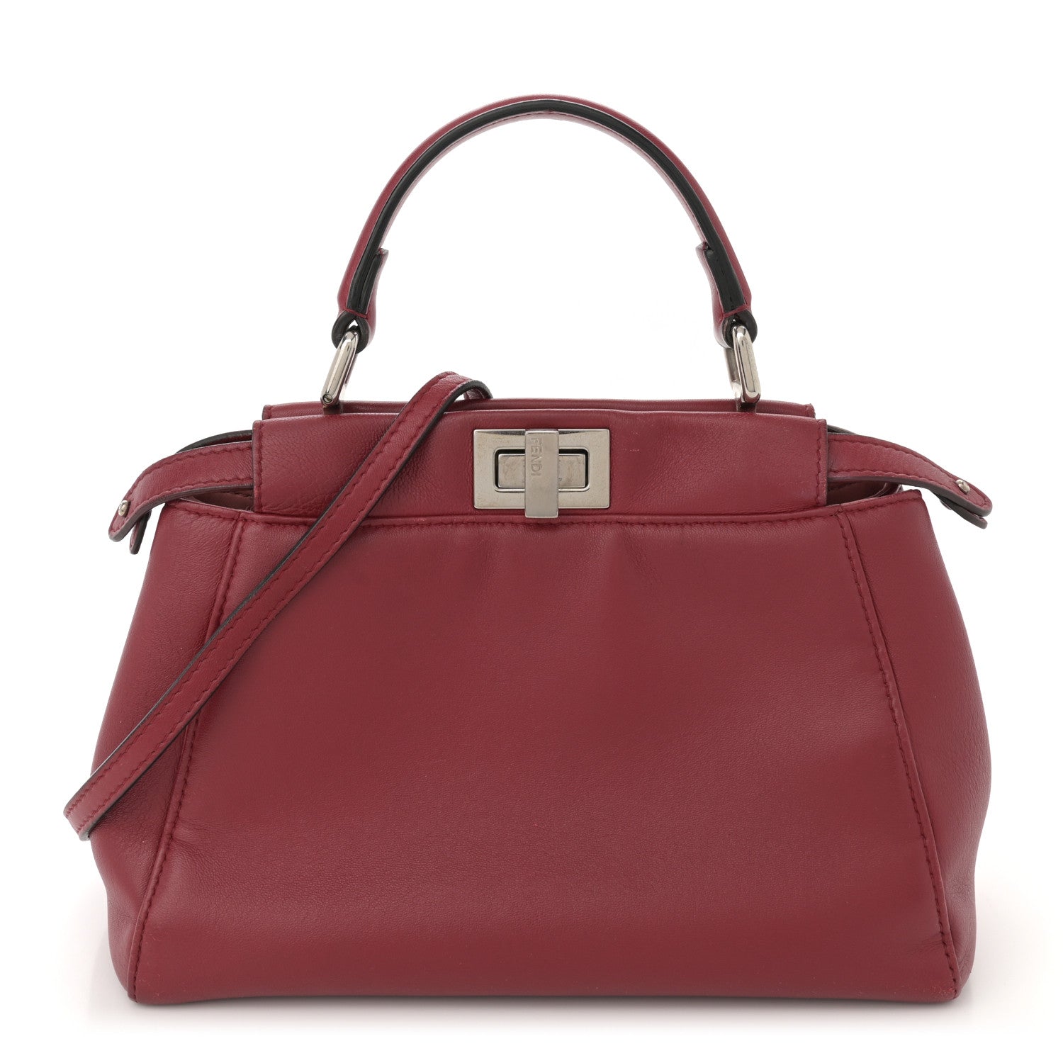 Fendi Nappa Elaphe Monster Eyes Mini Peekaboo Iconic Satchel Ruby Bois de Rose Natural 1 of 18