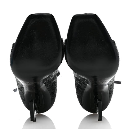 Saint Laurent Crystal Embellished Opyum Ankle Strap Sandals 37 Black 6 of 10