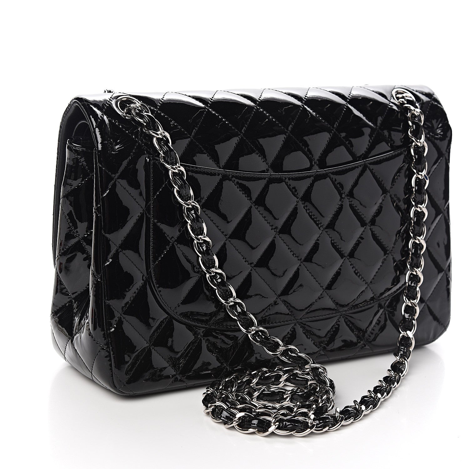Chanel Patent Quilted Jumbo Double Flap Black 2 of 9