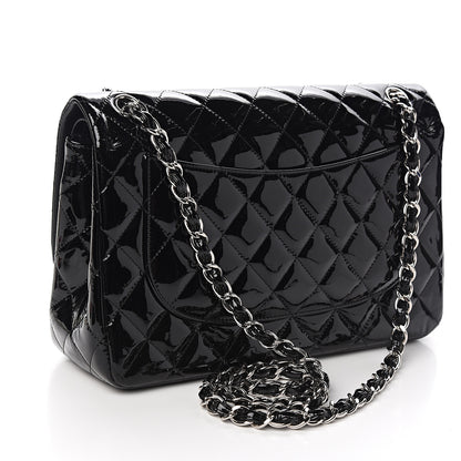 Chanel Patent Quilted Jumbo Double Flap Black 2 of 9