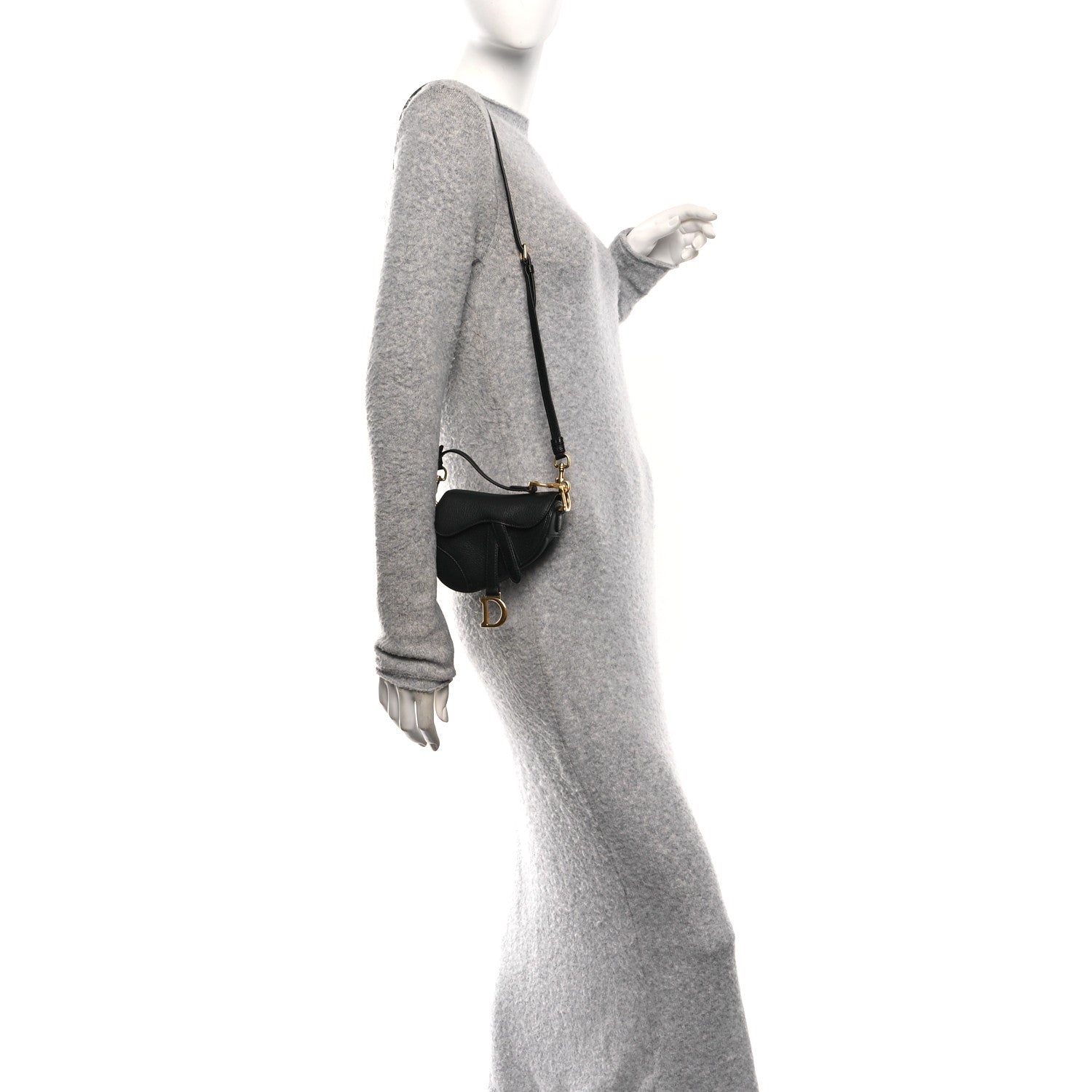 Christian Dior Goatskin Micro Saddle Bag With Strap Black 2 of 10