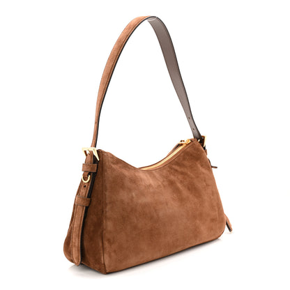 Prada Scamosciato Suede Medium Aimee Shoulder Bag Cacao 3 of 10