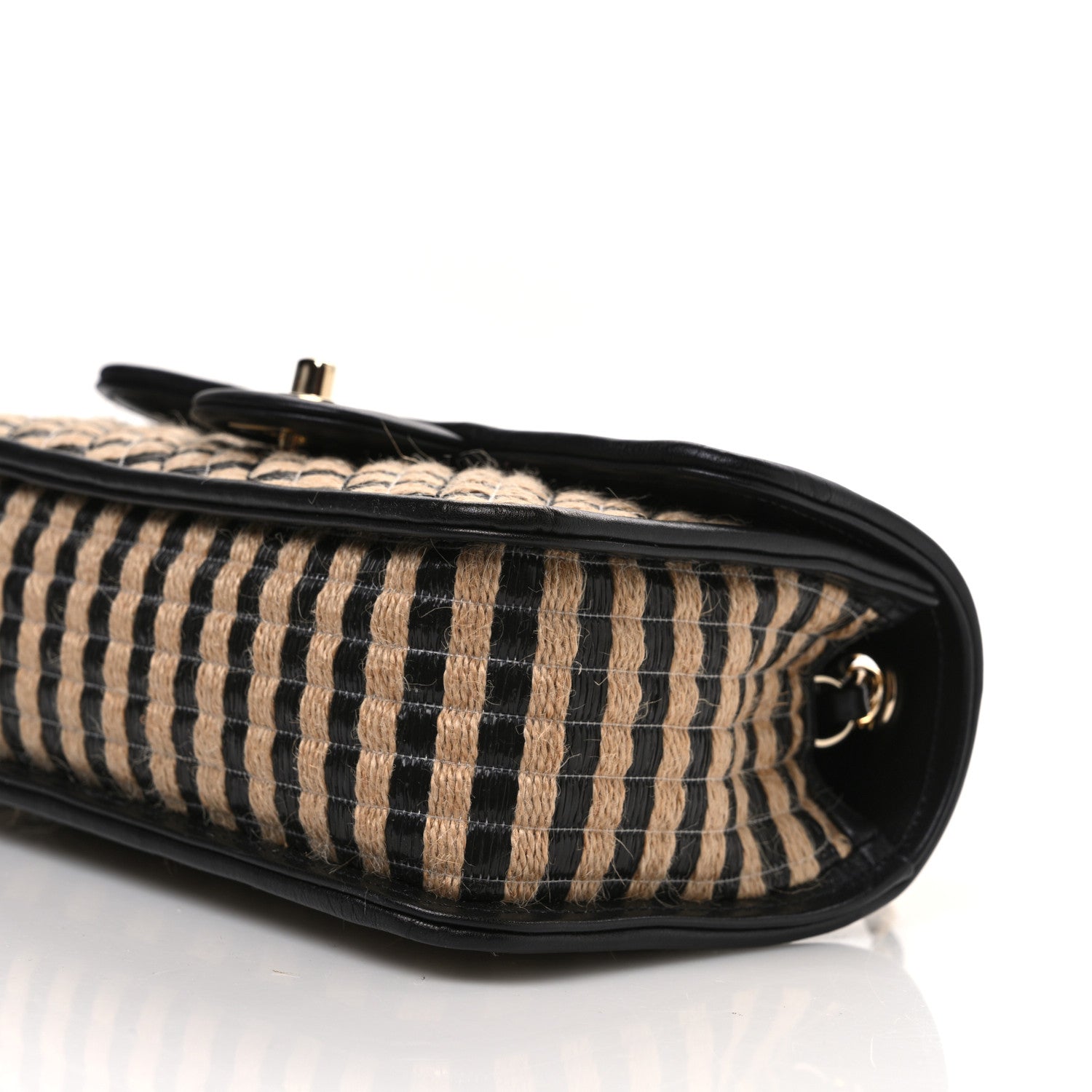 Chanel Raffia Jute Striped Small Urban Jungle Single Flap Black Beige 10 of 10