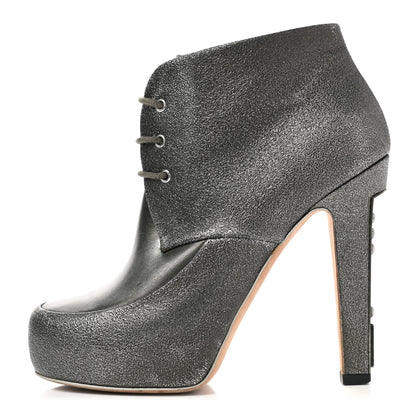 Chanel Metallic Calfskin Lacets Booties 39 Silver 1 of 10