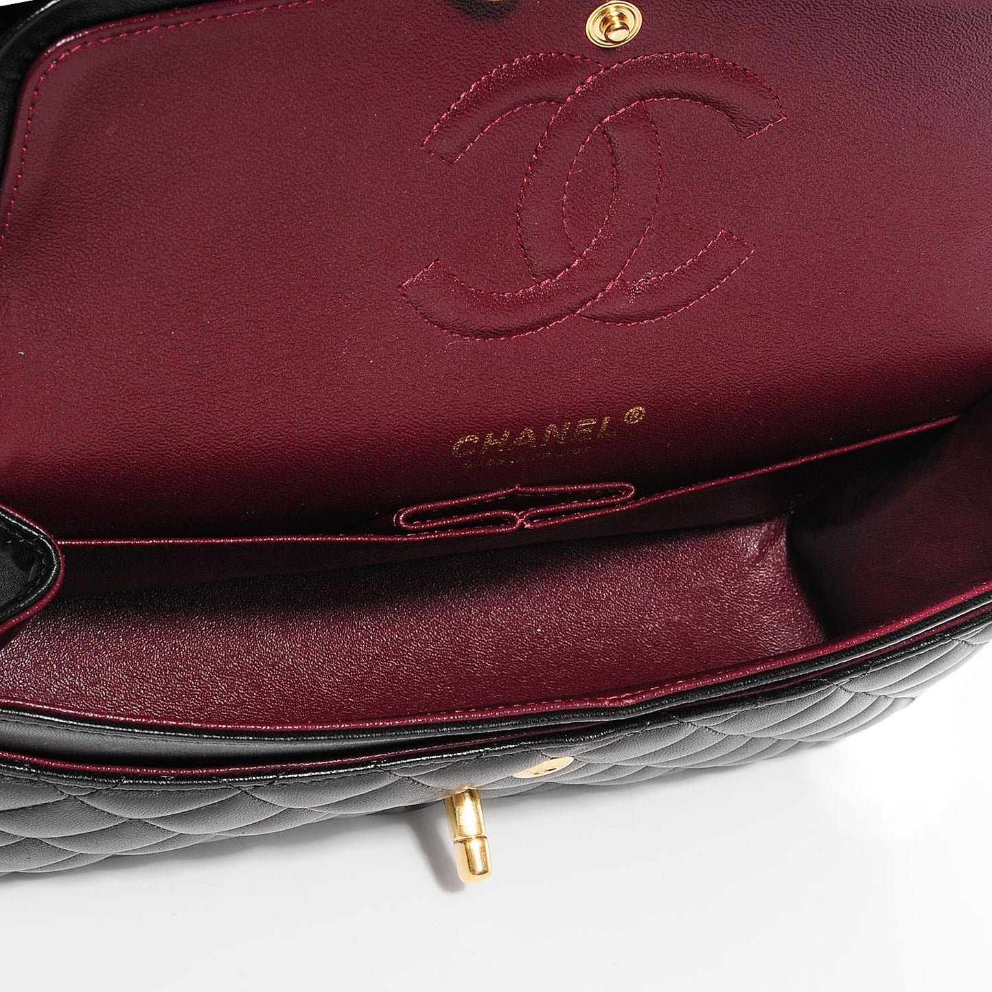 Lambskin Quilted Medium Double Flap Black