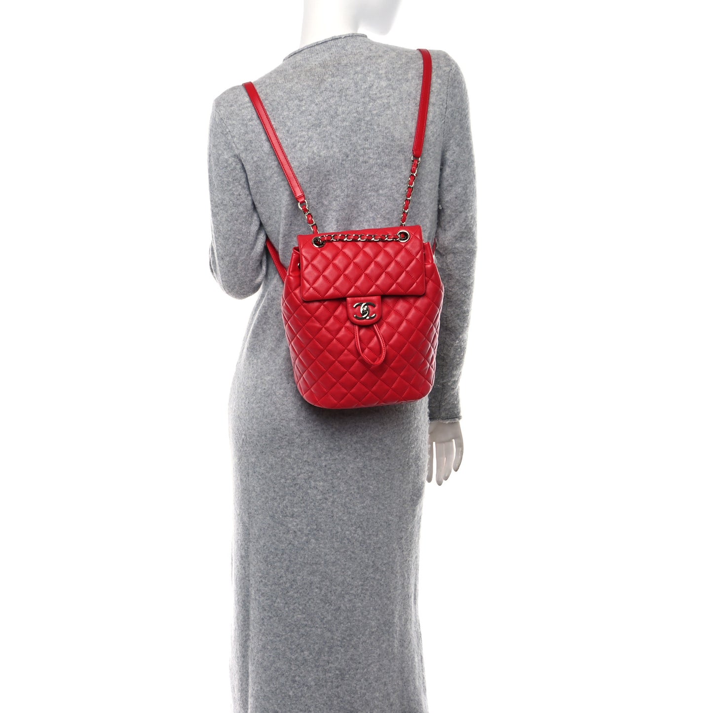 Lambskin Quilted Small Urban Spirit Backpack Red