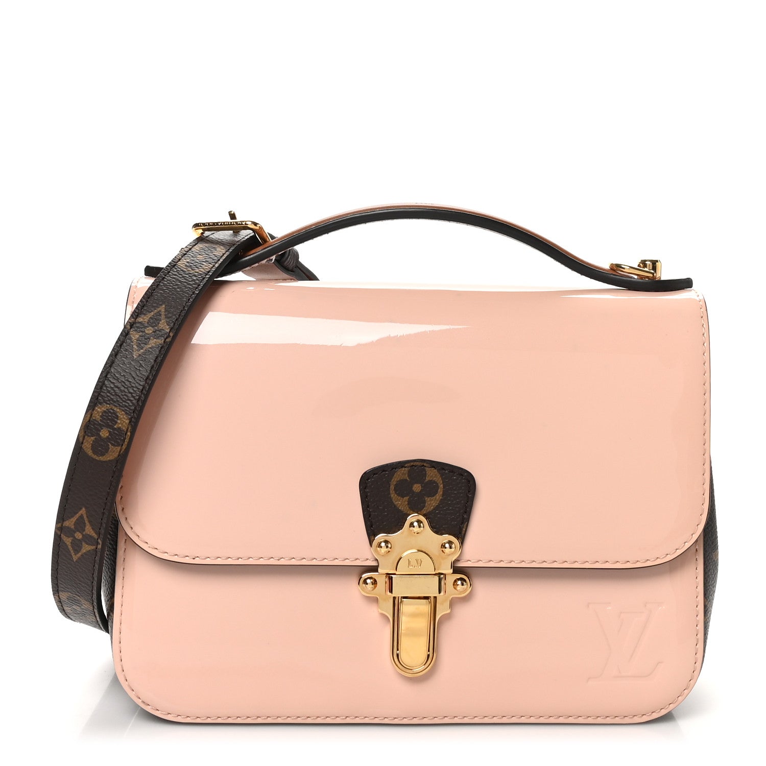 Louis Vuitton Patent Calfskin Monogram Cherrywood BB Rose Ballerine 1 of 10