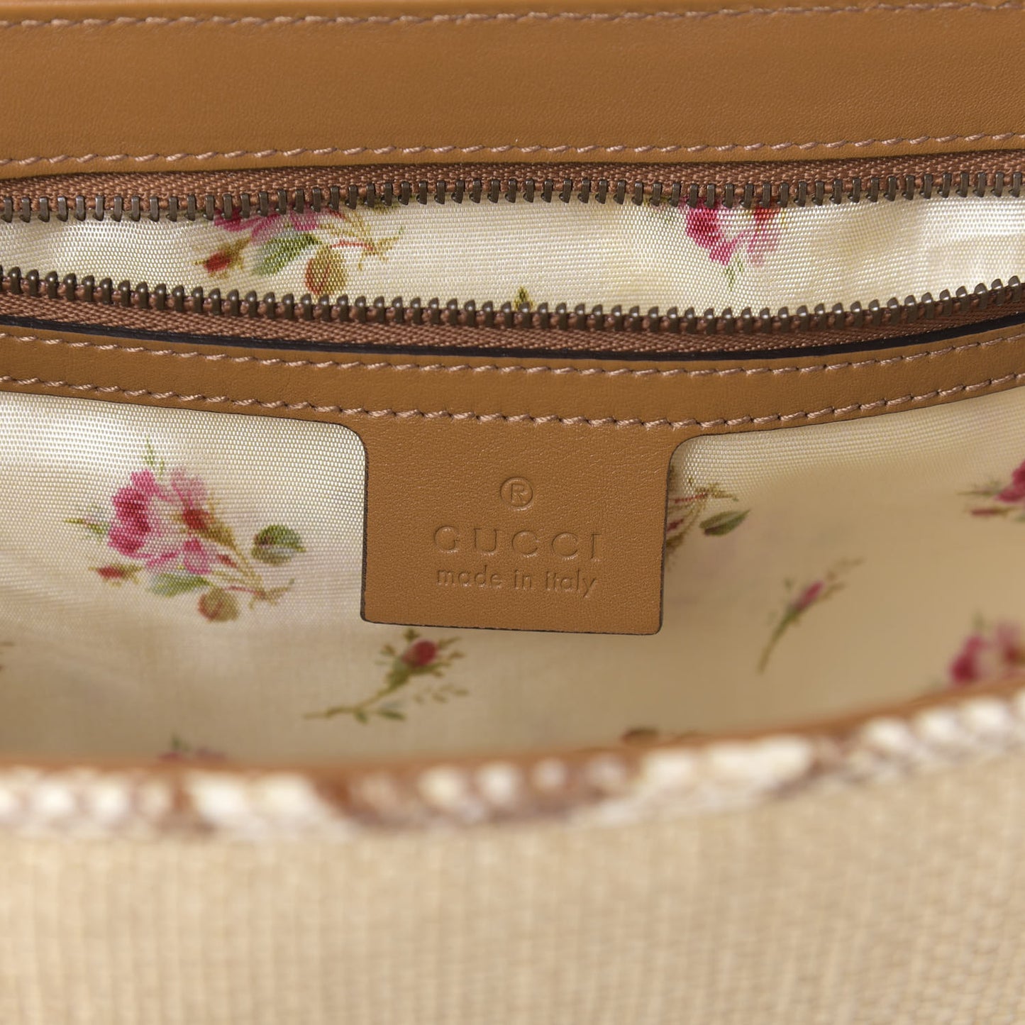 Raffia Elaphe Matelasse Small GG Marmont Shoulder Bag Natural Cream Brown