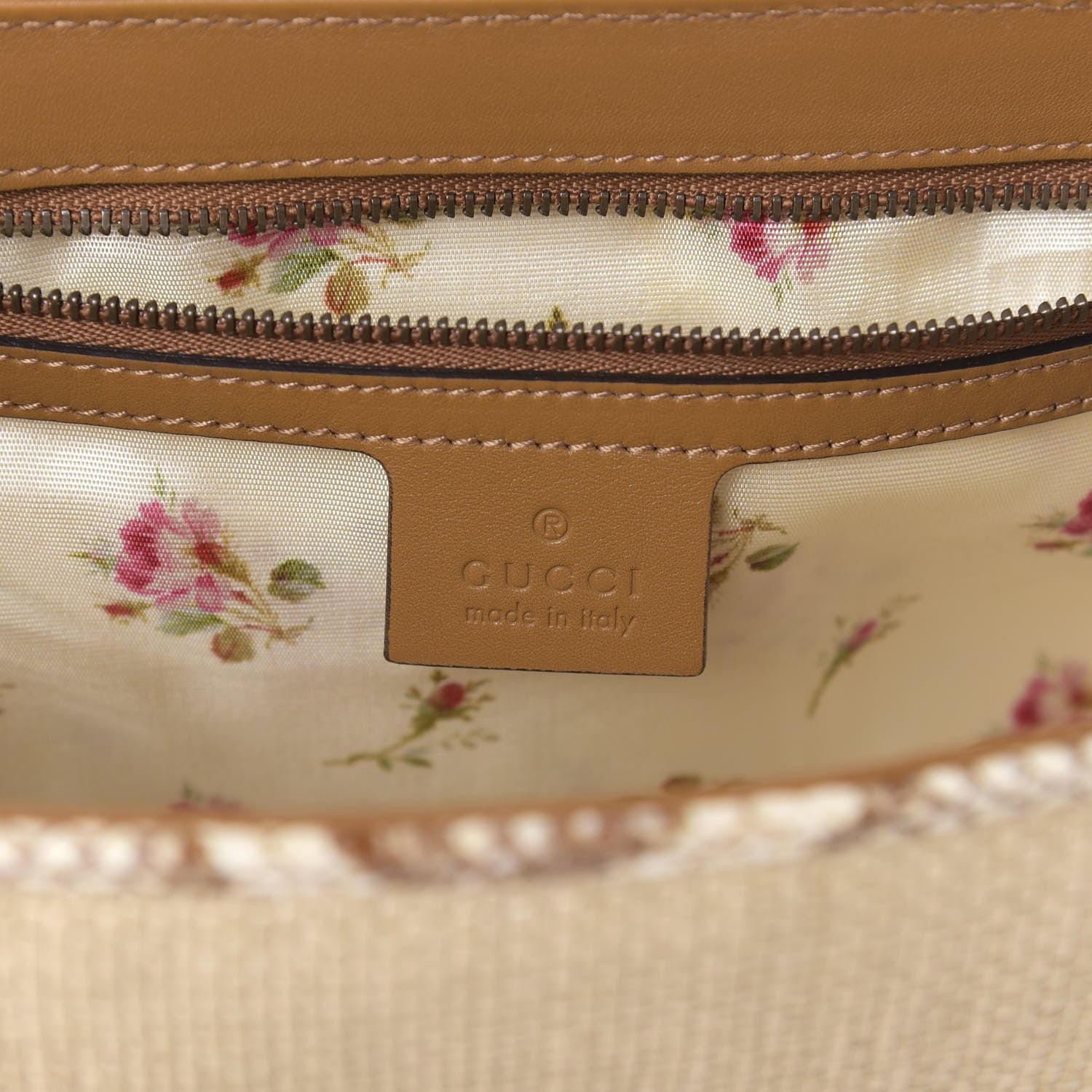 Gucci Raffia Elaphe Matelasse Small GG Marmont Shoulder Bag Natural Cream Brown 8 of 11
