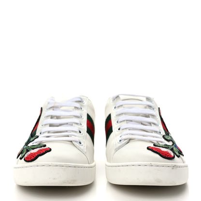 Gucci Calfskin Web Floral Embroidered Womens Ace Sneakers 35.5 White 2 of 9