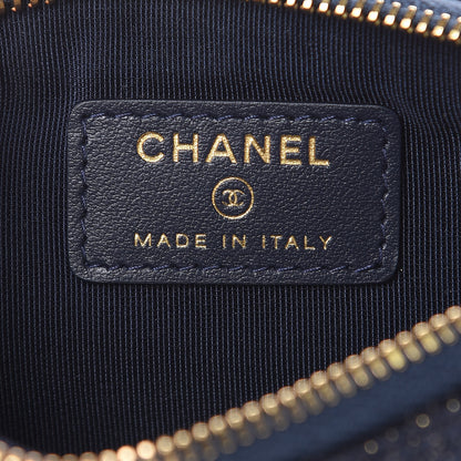 Chanel Lurex Canvas Deauville Cosmetic Pouch Navy Blue Gold 6 of 8
