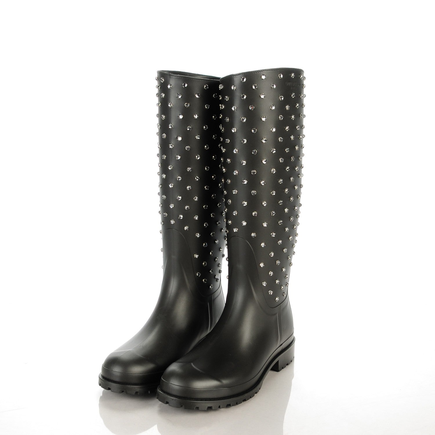 Saint Laurent Rubber Studded Festival Rain Boots 41 Black 3 of 7