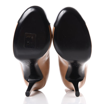 Chanel Lambskin CC Bow Cap Toe Short Boots 37 Beige Black 5 of 8