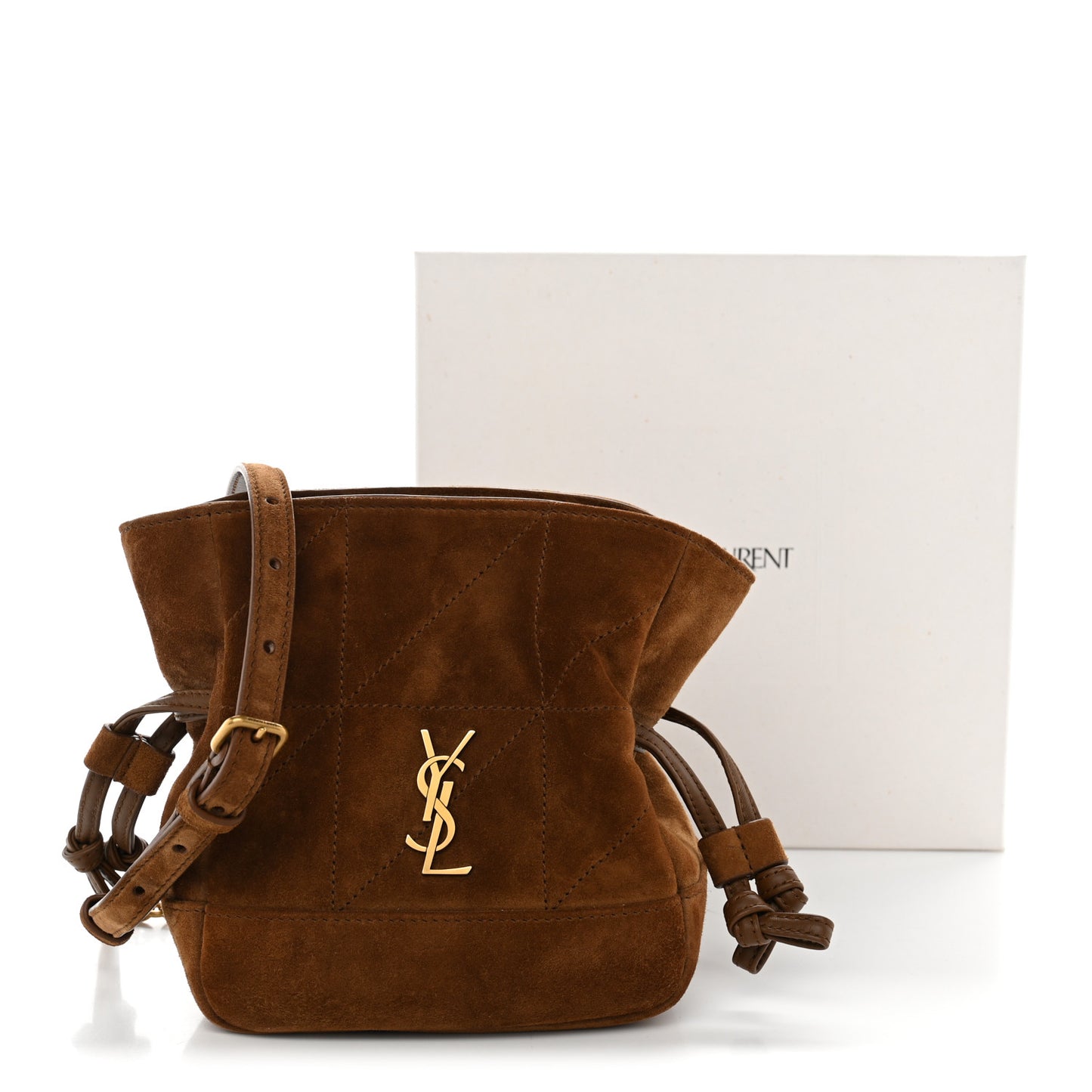 Suede Calfskin Matelasse Monogram Mini Jamie Shoulder Pouch Bag Golden Leaf