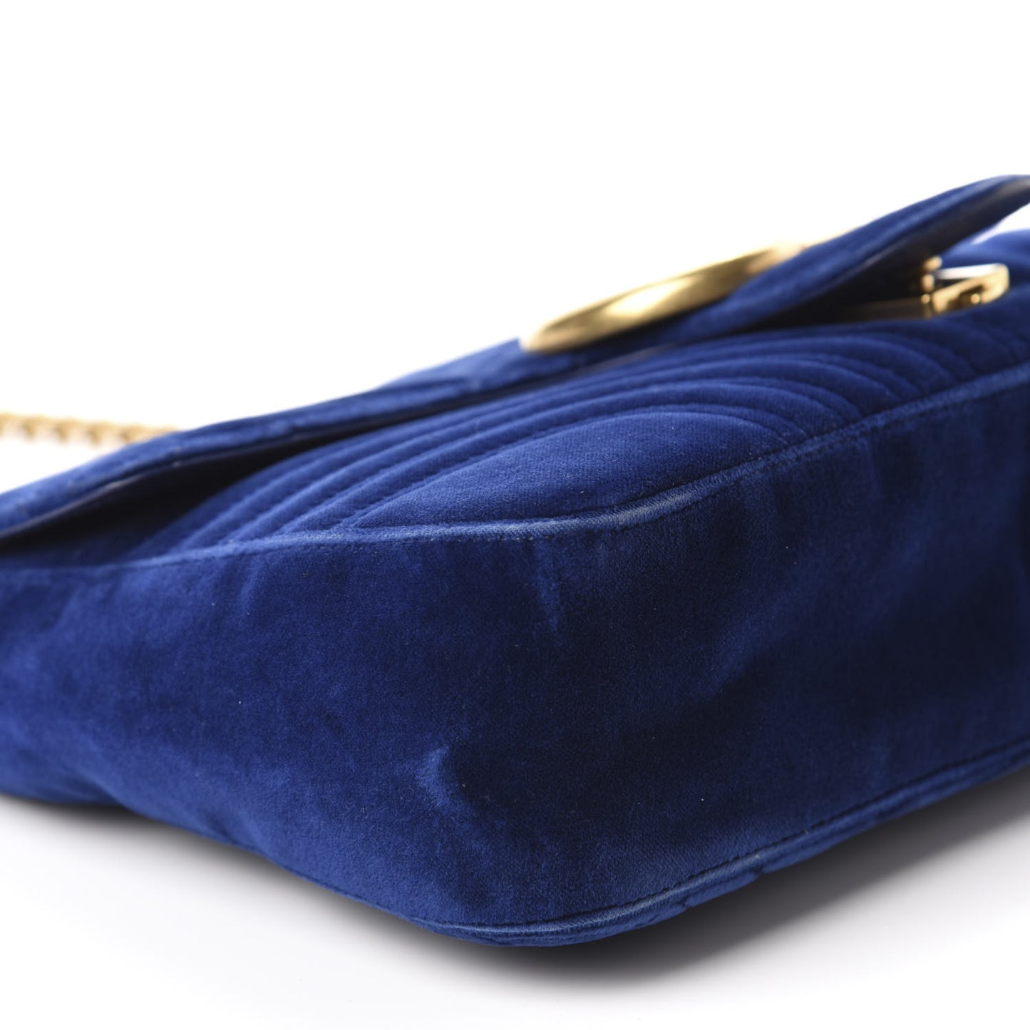 Velvet Matelasse Medium GG Marmont Shoulder Bag Cobalt Blue