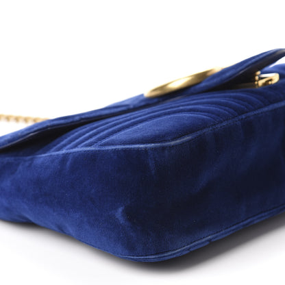 Gucci Velvet Matelasse Medium GG Marmont Shoulder Bag Cobalt Blue 6 of 13