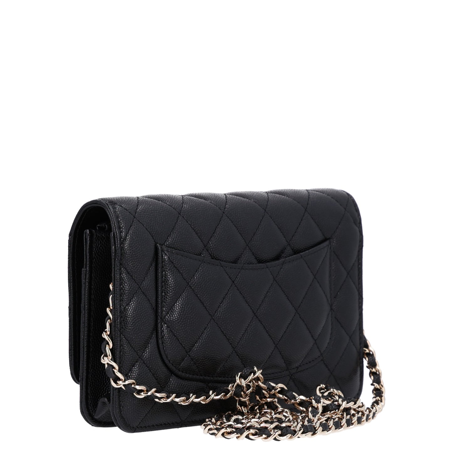 Caviar Quilted French New Wave Chain CC Wallet On Chain WOC Black