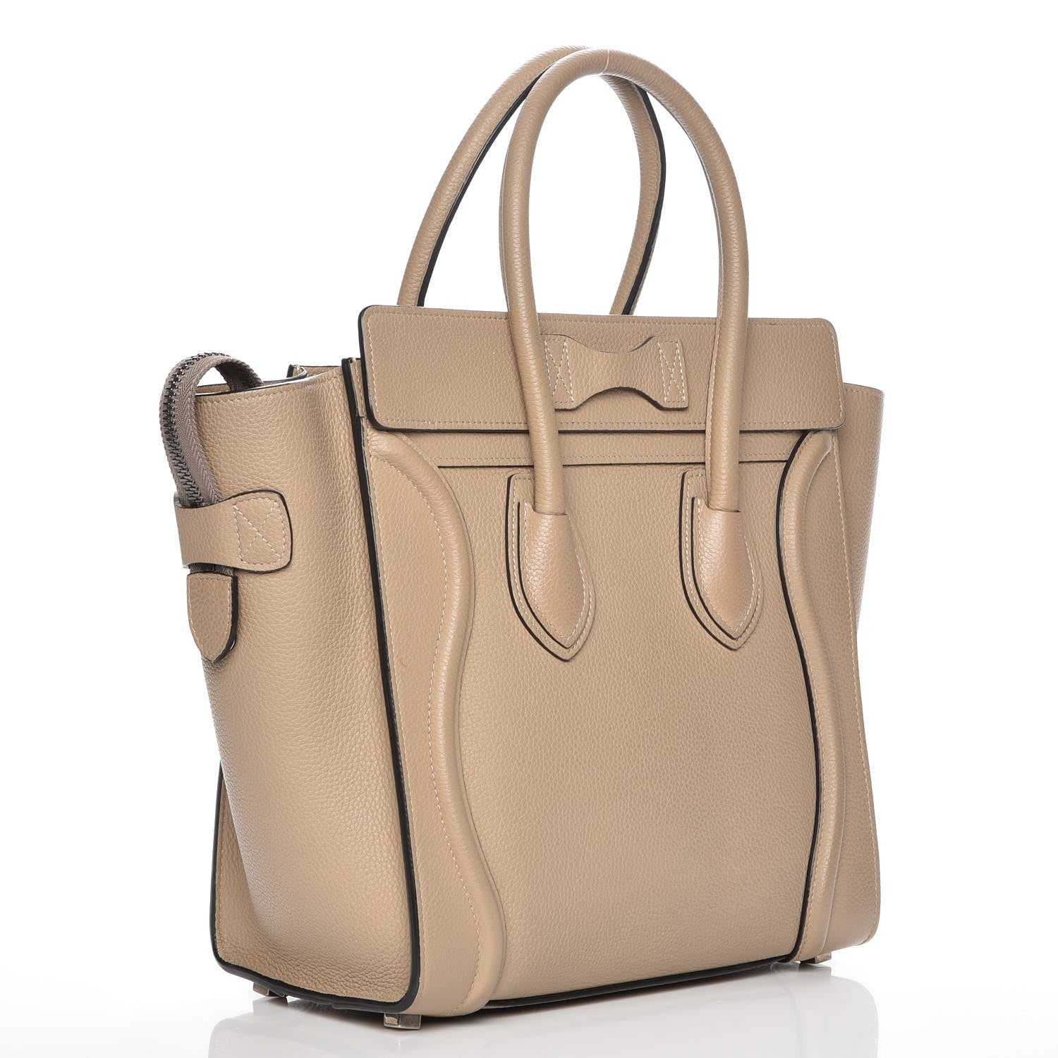 Celine Drummed Calfskin Micro Luggage Dune 3 of 7