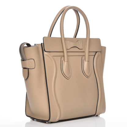 Celine Drummed Calfskin Micro Luggage Dune 3 of 7