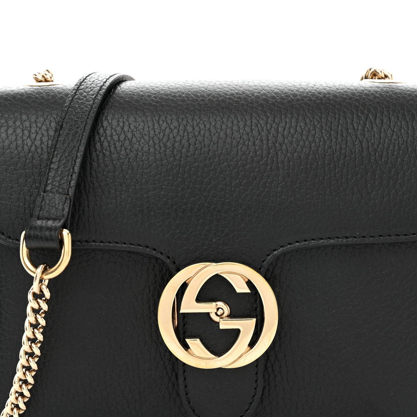 Dollar Calfskin Small Interlocking G Shoulder Bag Black
