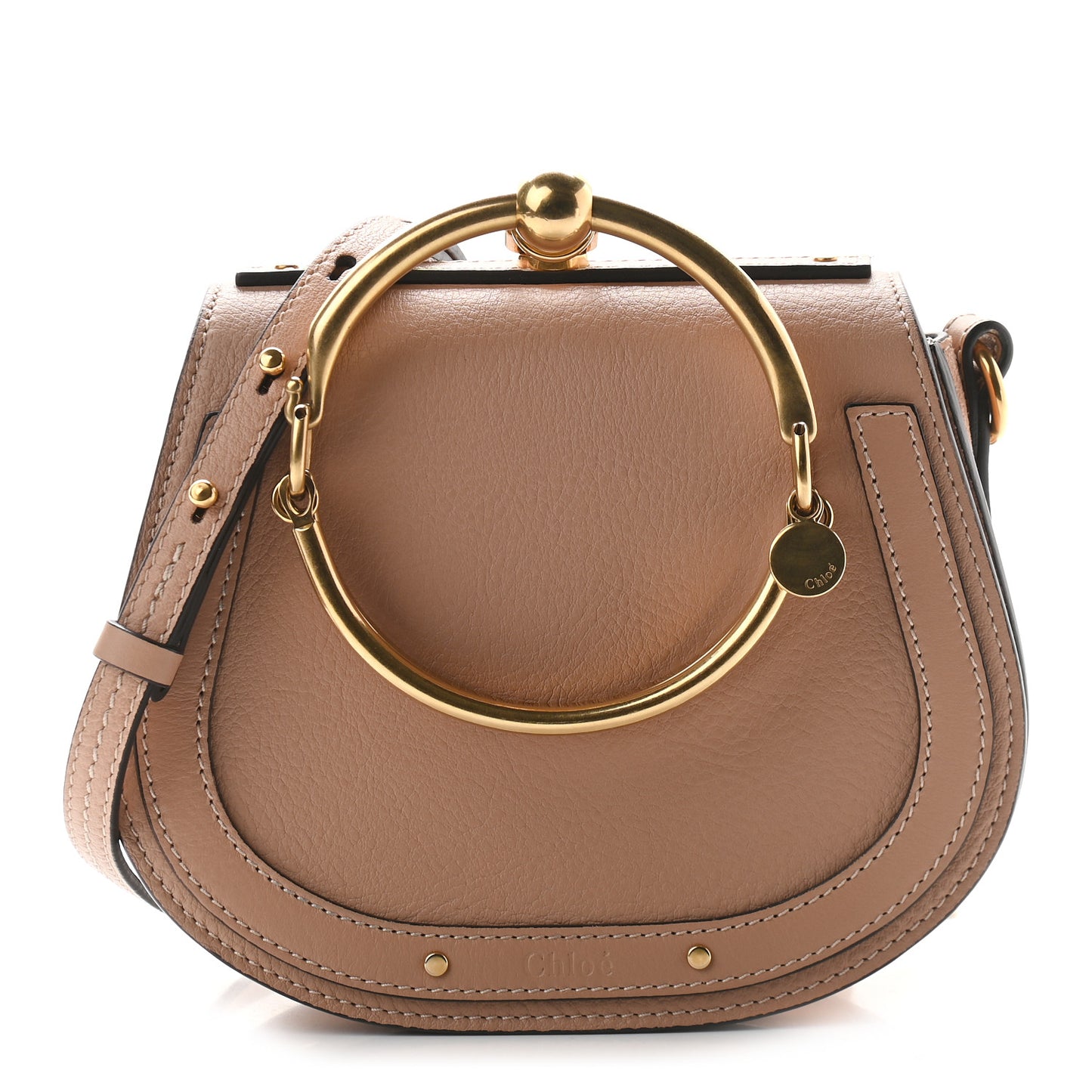 Calfskin Suede Small Nile Bracelet Bag Biscotti
