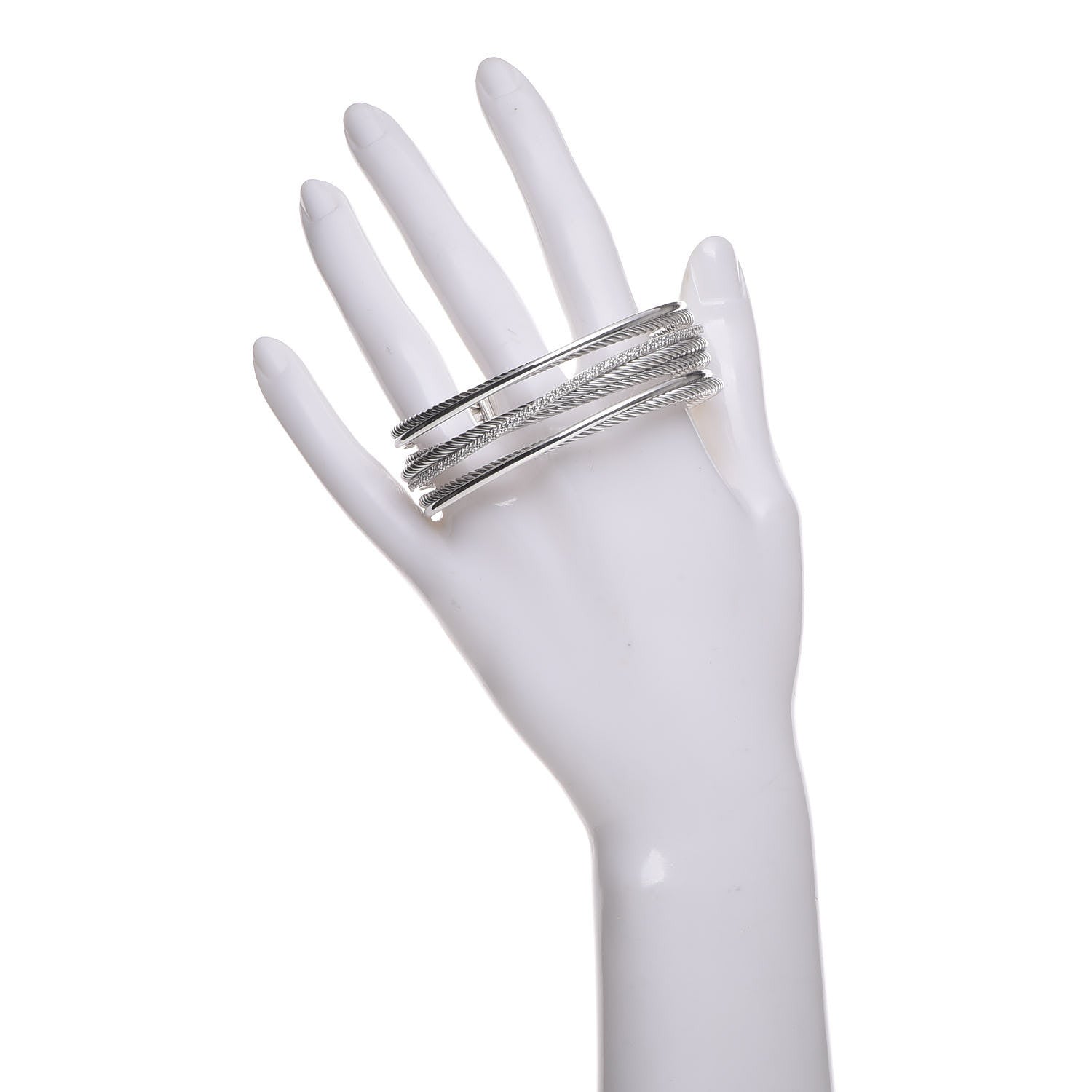David Yurman Sterling Silver Diamond Crossover Four Row Cuff Bracelet 2 of 4