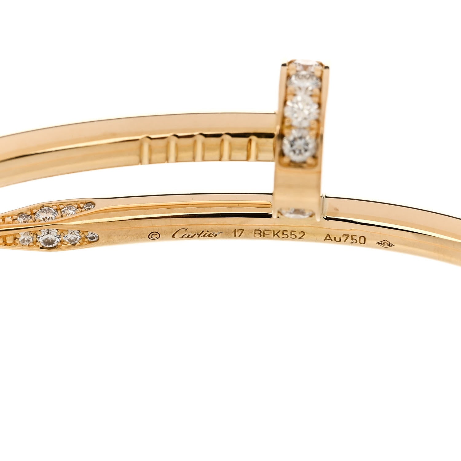 Cartier 18K Yellow Gold Diamond Juste Un Clou Bracelet 17 4 of 5