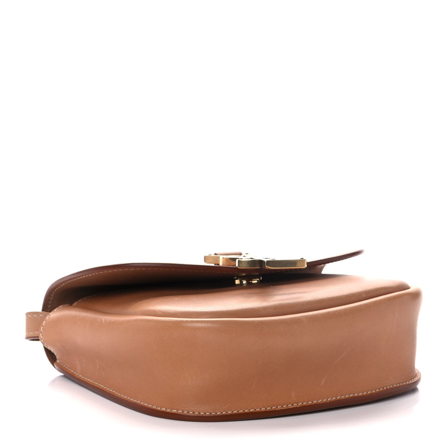 Smooth Vintage Calfskin Small Kaia Satchel Brown Gold