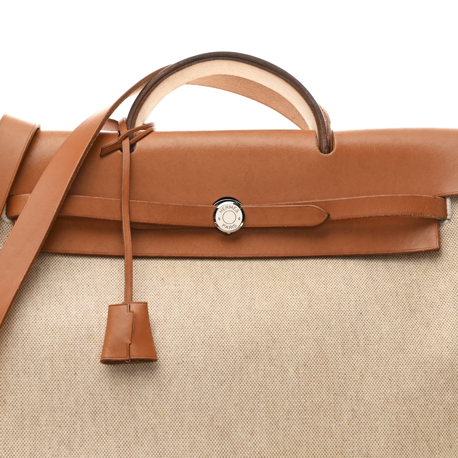 Hermes Toile Vache Calfskin Herbag 39 MM Black Natural 9 of 12