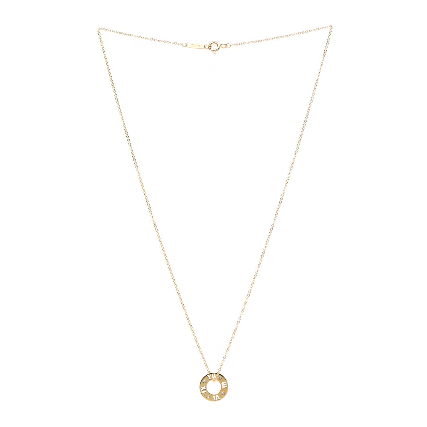 Tiffany 18K Yellow Gold Diamond Atlas Pierced Pendant Necklace 3 of 5