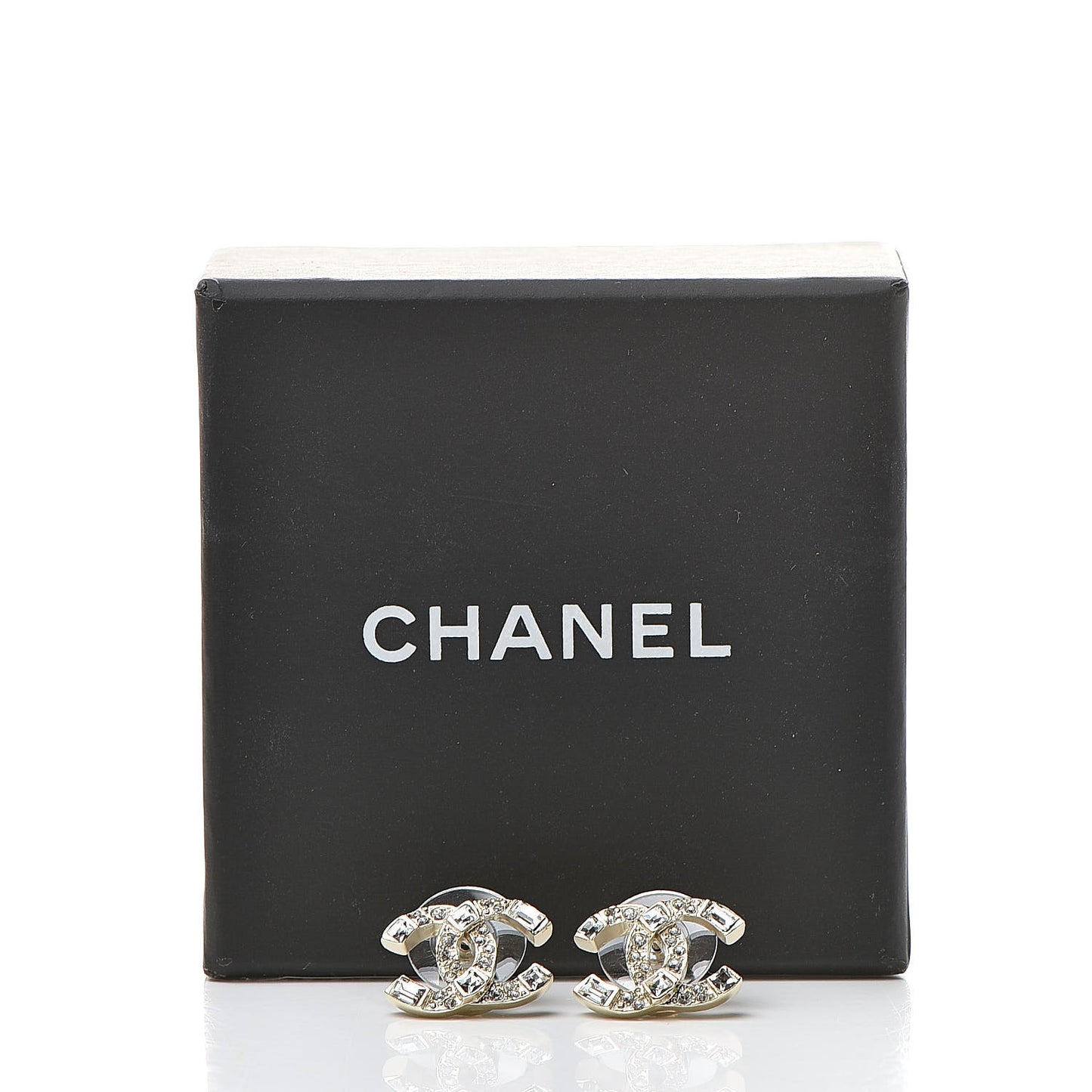 Crystal Baguette CC Earrings Gold