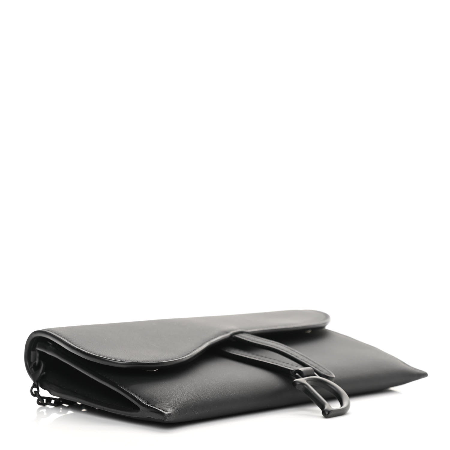 Christian Dior Ultra Matte Calfskin Saddle Chain Wallet Pouch Black 5 of 14