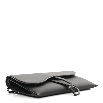Christian Dior Ultra Matte Calfskin Saddle Chain Wallet Pouch Black 5 of 14
