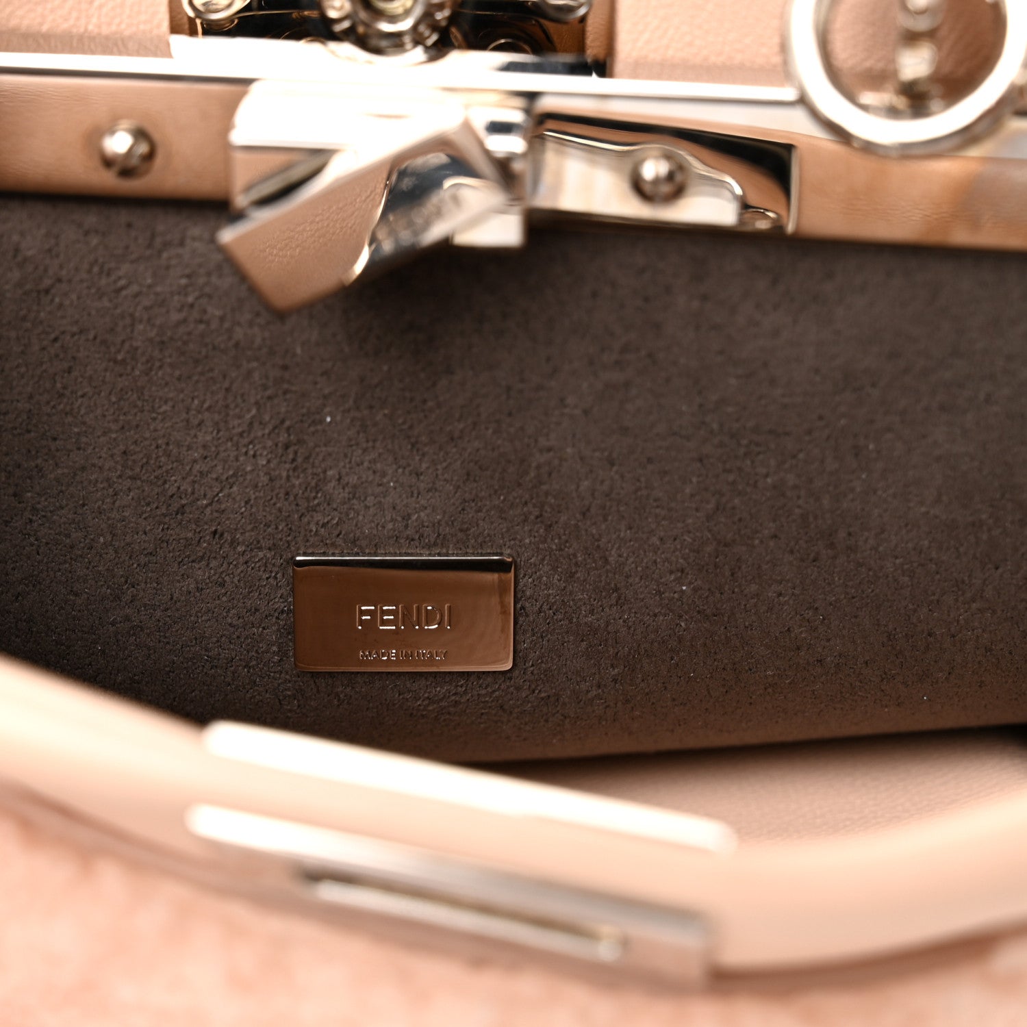 Fendi Shearling Nappa Mini Peekaboo Iconic Satchel Light Rose 5 of 9
