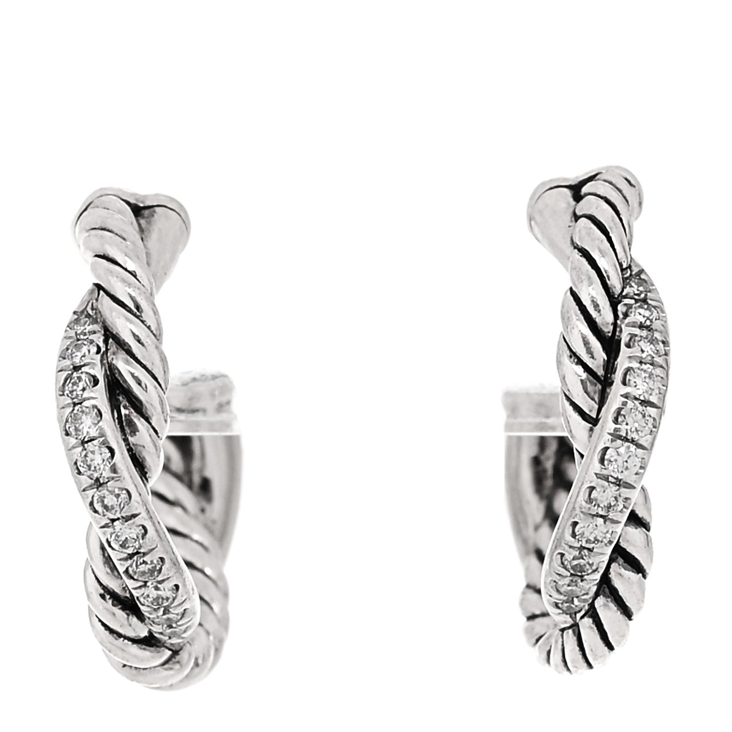 Sterling Silver Diamond Petite Infinity Huggie Hoop Earrings