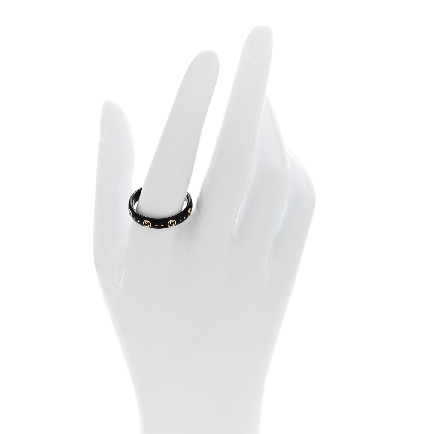 18K Yellow Gold Synthetic Corundum Icon Ring Black 62 10