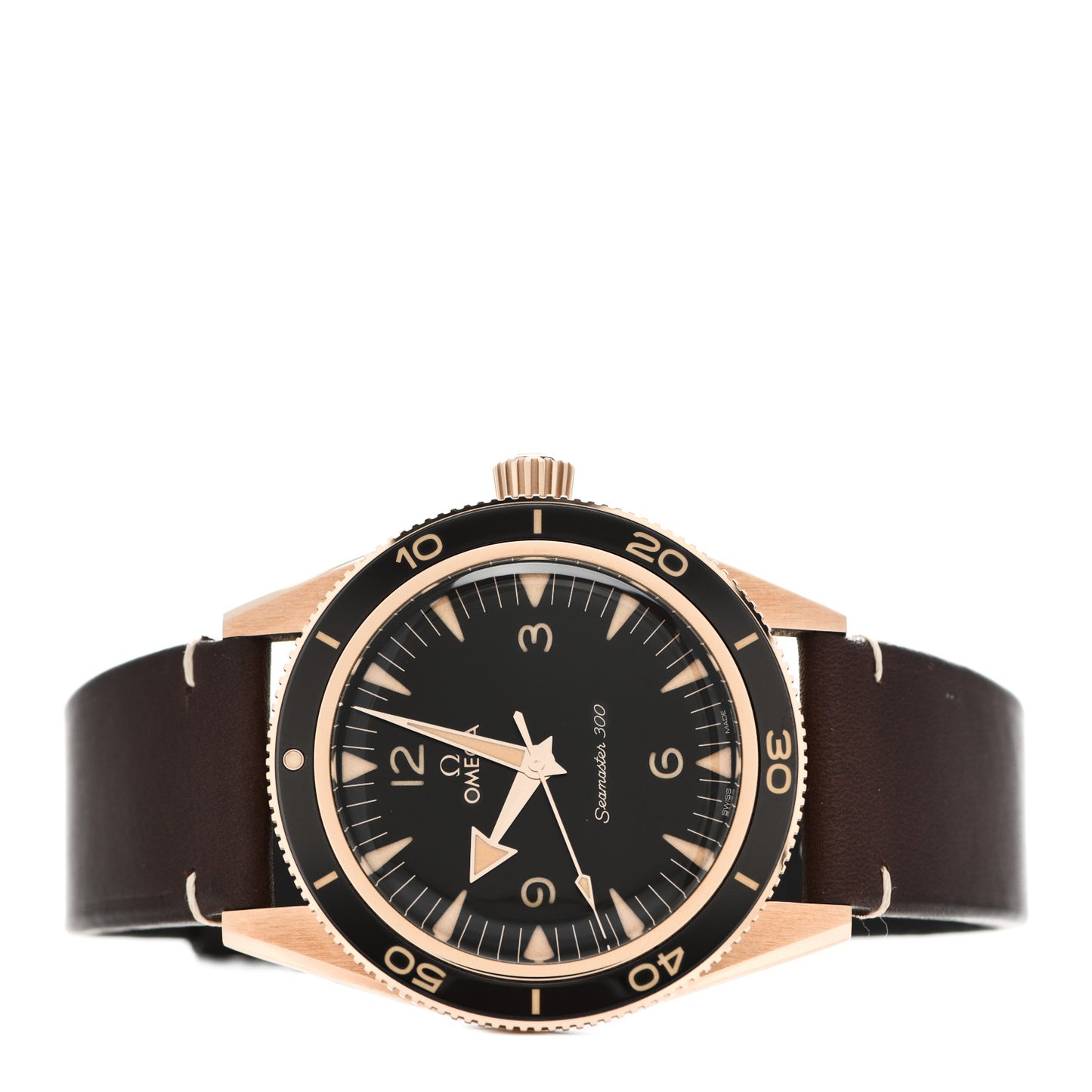 9K Bronze Gold Calfskin 41mm Seamaster 300 Co-Axial Master Chronometer Automatic Watch Brown 234.92.41.21.10.001