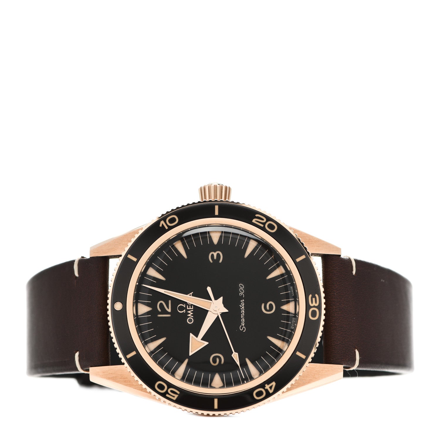 Omega 9K Bronze Gold Calfskin 41mm Seamaster 300 Co-Axial Master Chronometer Automatic Watch Brown 234.92.41.21.10.001 2 of 5