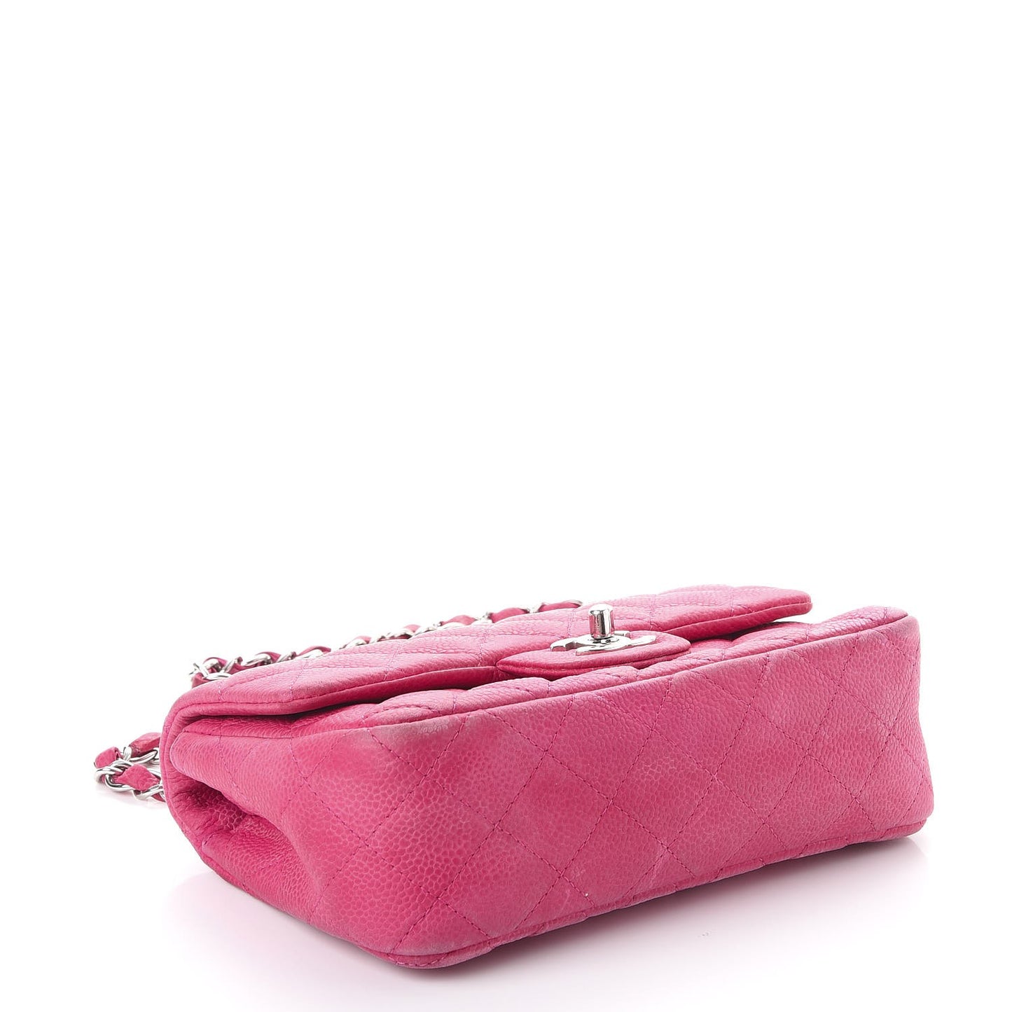 Iridescent Caviar Quilted Mini Rectangular Flap Pink
