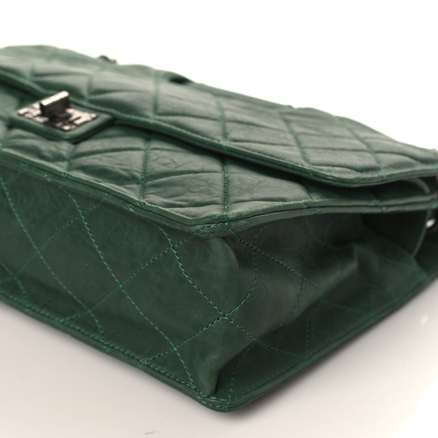 Washed Lambskin Quilted Maxi Take Away Flap Green